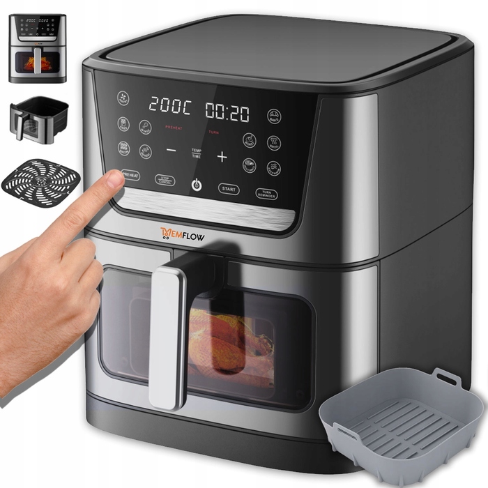 Аерофритюрниця MEMFLOW 8 л, 1800 Вт, 12 програм, сенсорне керування