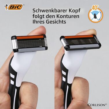 Чоловіча бритва BIC Hybrid 5 Flex, вологий гоління, 10 змінних касет по 5 лез, з алое вера та вітаміном E, з тримером для точного гоління