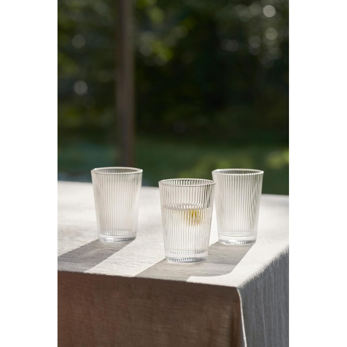Stelton Pilastro Drinking Glasses - Ribbed Water Glasses Set - Dishwasher Safe, Stackable, for Hot & Cold Drinks - 240ml - Set of 6