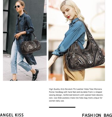 Сумка жіноча Angel Kiss Hobo з PU шкіри бронзового кольору з багатьма відділеннями