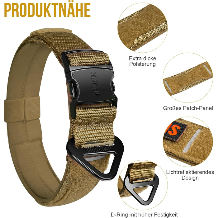 Нашийник для собак OneTigris X11: міцний нейлон, регульований, з м'якою підкладкою, металевий замок та світловідбиваючі елементи