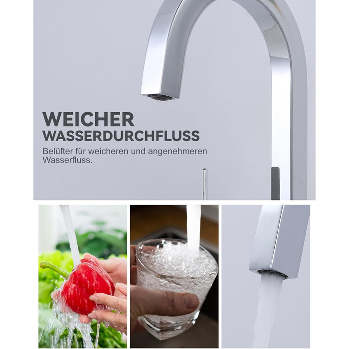 Кран кухонний поворотний 360° з нержавіючої сталі, високий тиск, для кухні, автодому, ванної кімнати (B Chrome)