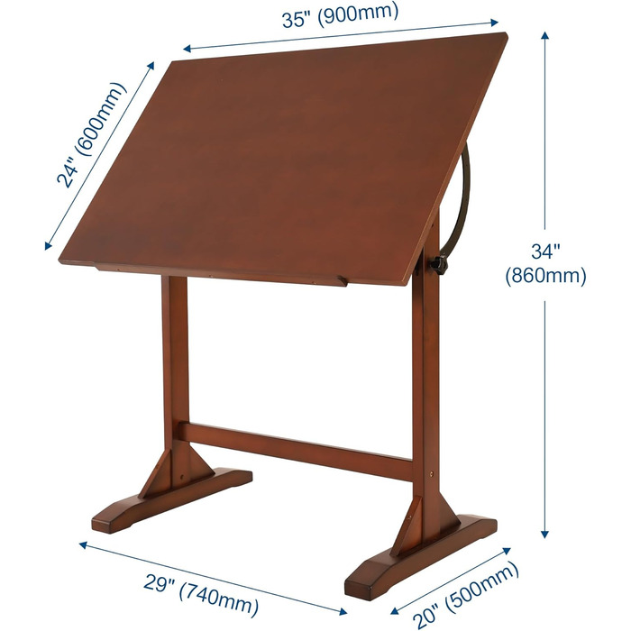 VISWIN Adjustable Drawing Table - Large Wooden Art Table for Artists - Height & Angle Adjustable, Solid Pine Wood, Studio Easel Table for Painting & Drawing