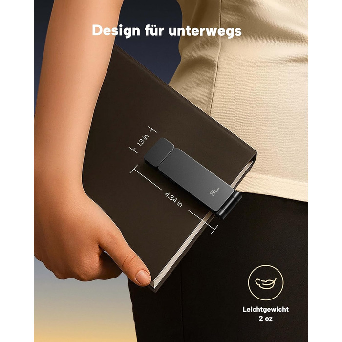 LED кріпильна лампа для читання 86lux - перезарядна, 3 кольори, регулювання яскравості, сіра