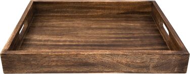 GoCraft Handcrafted Classic Wooden Tray - Large 16.5-inch Mango Wood Serving Tray with Handles - Elegant Kitchen & Dining Accessory - Ideal for Breakfast in Bed, Coffee, Tea