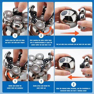 Електричний голчастий манікюр для голови CestMall 6-в-1: для чоловіків та жінок, бездротовий, плаваючий, перезаряджається, срібно-чорний