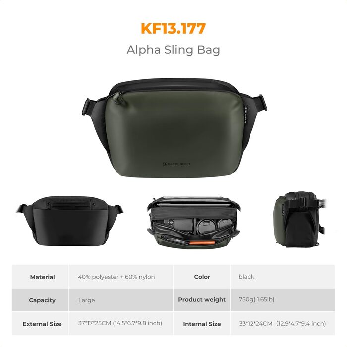 Сумка для камери K&F Concept, велика фотосумка для Canon/Nikon/Sony/DJI Mavic, чорний/темно-зелений (L)