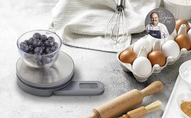 CASO Kitchen EcoMate Kinetic Kitchen Scale - 5kg, 1g Increments, Battery-Free, Award-Winning