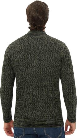 Чоловічий кардиган AOI RAY з блискавкою та стоячим коміром, в'язаний з тонкої пряжі, з двома кишенями, колір: чорний (L, суміш темно-зеленого)