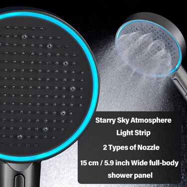 JINYOMFLY LED Shower Head with Lights, Shower Head with LED Lighting, 15CM Shower Head Color Changing, 3 Shower Modes Shower Light, Shower Head Light with Liquid Silicone Nozzle