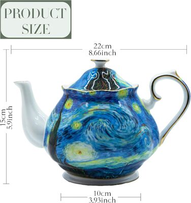 Порцелянова чайник 1 л Vintage Floral з кістяної порцеляни, біла троянда, для чаювання та кави, подарункова чайник Sternenhimmel
