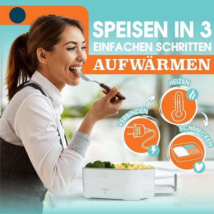 Electric Lunch Box 80W Thermo Lunch Box for Keeping Food Hot, 1.8L Heat Box 3-in-1 Food Warmer, Food Warming Box for 12V/24V/220V, for Work, Car, Truck Electric Lunchbox, Heat Box