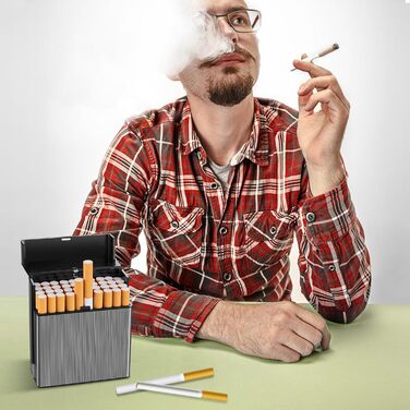 Металеве тютюнопакувальник для 40 сигарет, великий, з магнітною кришкою, чорний