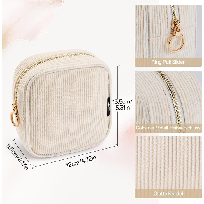 Косметичка для жінок KALIDI з корду, зелено-бежева, з відділеннями, на блискавці, для подорожей