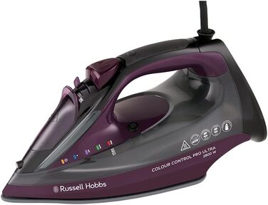 Russell Hobbs Steam Iron, Ceramic Non-Stick Sole, 195g Steam Shot, 50g Variable Steam, 380ml Water Tank, Self-Cleaning, Anti-Scale & Anti-Drip Function, Indicator Light, 2800W, 27281-56