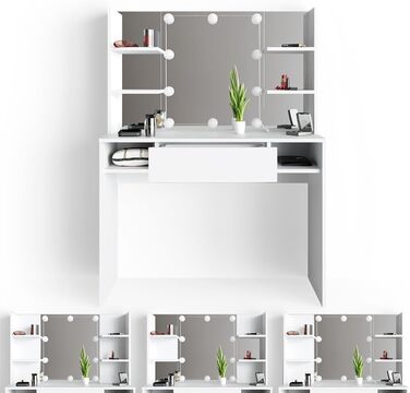 Туалетний столик Vicco Daenerys з дзеркалом і LED-підсвіткою, білий, 100 см