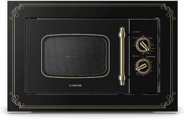 Мікрохвильова піч Klarstein Victoria 20 - вбудована, 20 л, 800 Вт, 1000 Вт гриль, 3 функції, нержавіюча сталь, з рамкою, чорна