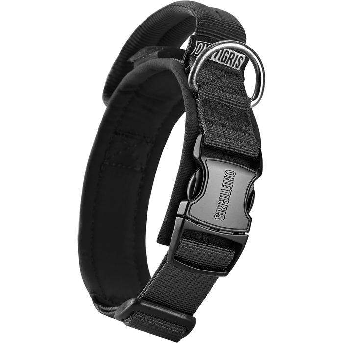 Нашийник для собак OneTigris з металевою застібкою Ranger Green (S, Чорний)