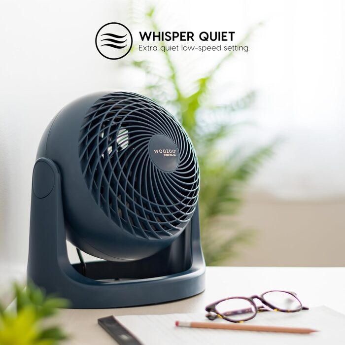 Вентилятор Iris Ohyama Woozoo, 33 м², тихий, настільний, з регулюванням кута, блакитний, Made in Europe