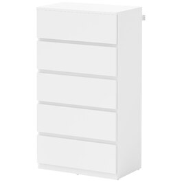 HOMCOM Chest of Drawers/Dresser/Sideboard with 5 Drawers, Office Cabinet with Tip-Proof Pull Handles, for Living Room, Bedroom, White, 55 x 34 x 100 cm | Aosom