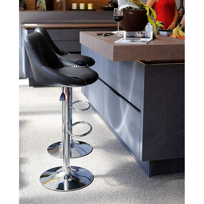 Dibea 2-Piece Swivel Bar Stool Set - Adjustable Height, 130kg Capacity, Black