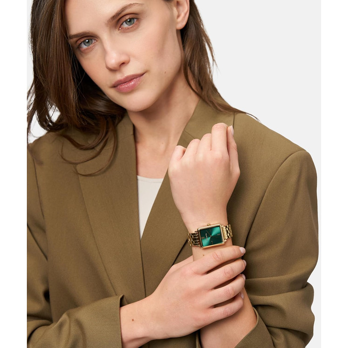 Годинник Tamaris для жінок з квадратним корпусом, сталевий або шкіряний ремінець (Золото / Зелений, Square)