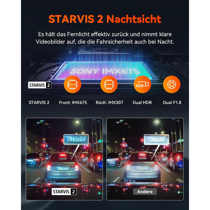 Відеореєстратор VANTRUE S1 Pro 2.5K + 1080P, GPS, WiFi, STARVIS, Паркування, Нічний режим, G-сенсор