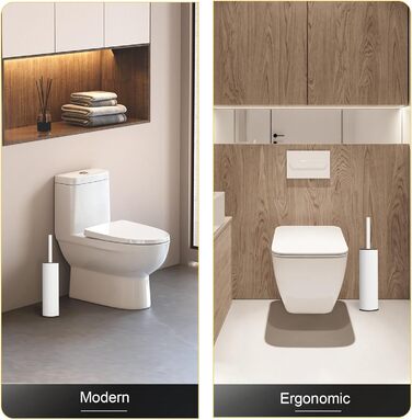 Металева щітка для унітазу Dazi з підставкою, 2 шт. для глибокого очищення, захист від бризок та засорювання (білий)