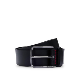 Чоловічий шкіряний ремінь HUGO Gerik SZ35 з гравіюванням логотипу на пряжці, чорний