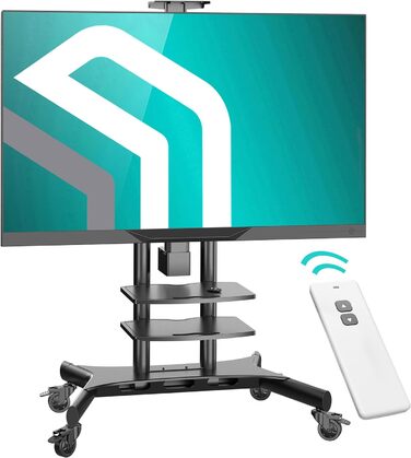 ONKRON Electric TV Stand with Wheels - Adjustable Height, 50-100 Inch TVs, 130kg Capacity, VESA 1000x600 - Black TS1991E-B