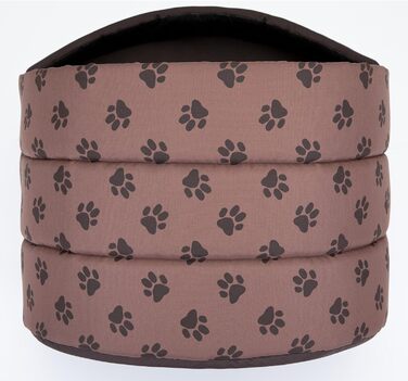 Будка для собак, лежанка для собак, хатинка для собак S-XL (R3 (55 x 43 см), світло-коричневий колір з принтом лапок)