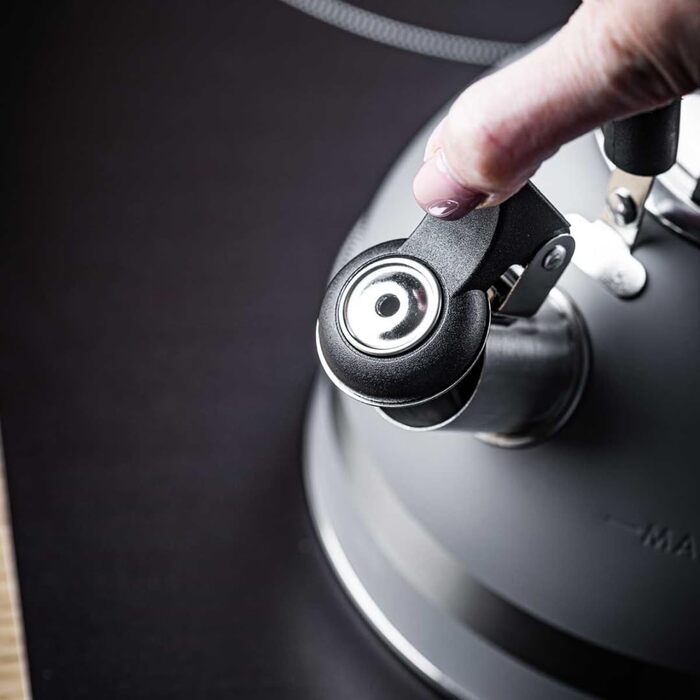 Чайник Kinghoff 1.8L з нержавіючої сталі з свистком, Induktion, сірий матовий, KH-1851