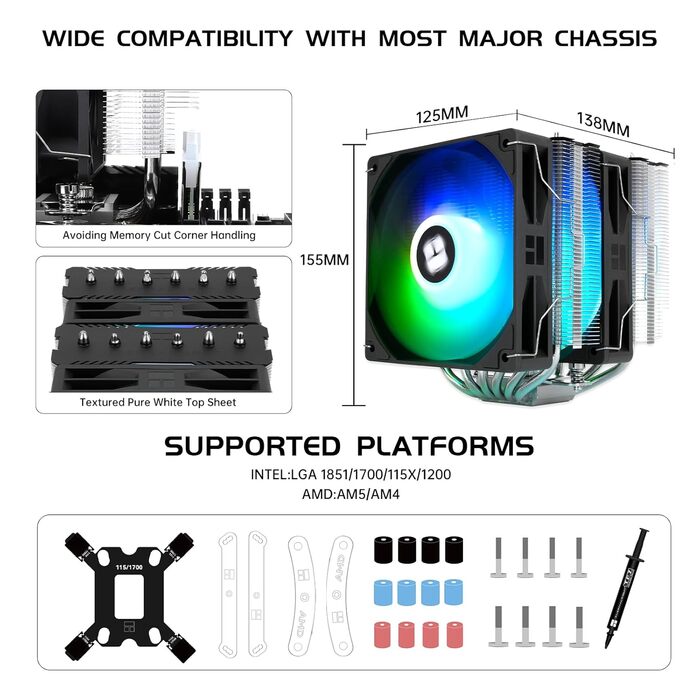Система водяного охолодження Thermalright Peerless Assassin 120 SE ARGB V2 для CPU, 120 мм, 6 heatpipes, підтримка AMD AM4/AM5 та Intel LGA 1700/1851