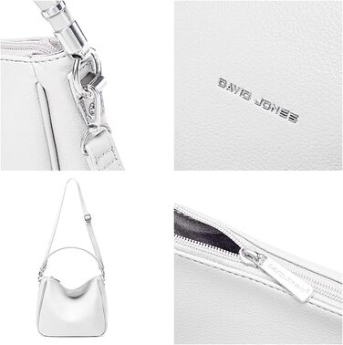 Сумка жіноча David Jones Hobo середнього розміру, біла - м'яка PU шкіра, сумка-шопер з довгими ручками, класична повсякденна сумка через плече