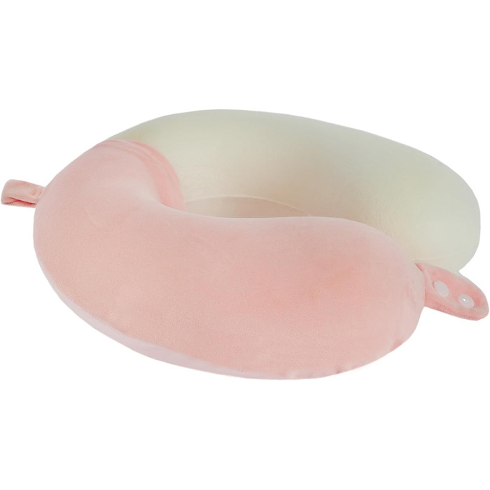 Подушка для шиї з піною з пам'яті, зручна та легка, для подорожей (літак, авто, поїзд, автобус), з чохлом (рожева)