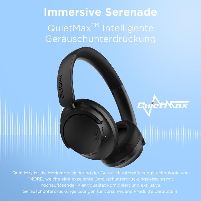 1MORE SonoFlow SE навушники Over-Ear Bluetooth з активним шумозаглушенням, бездротові, 70 годин відтворення, швидка зарядка, ENC мікрофон, глибокий бас, EQ пресети