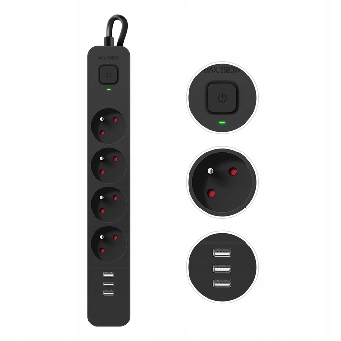 Мережевий фільтр Defender SFS 135, 5 м, 4 розетки, 3x USB