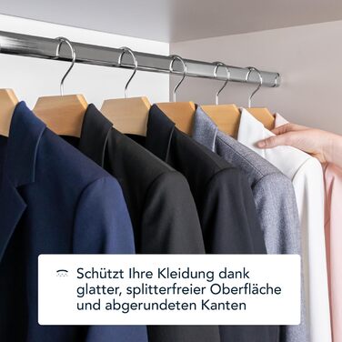 Дерев'яні плічки SUITS VIENNA для жіночих піджаків і костюмів, 40 см, 6 шт, з широкою плечовою зоною та округлими краями