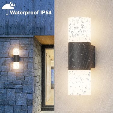 Klighten Wall Lights E27 Indoor/Outdoor 2-Light, Up and Down Outdoor Lamp Black, Outdoor Light Fixture, IP54 Outdoor Lamp, Aluminum Modern Outdoor Wall Light, Wall Lamp for Entrance, Terrace, without Bulb