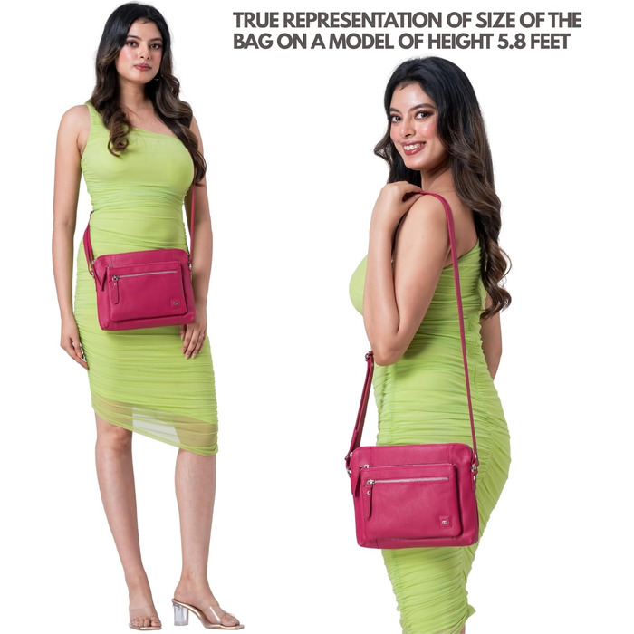 Сумка через плече Wise Owl Nappa Hot Pink: шкіряна сумка для жінок та чоловіків, кросбоді, 5 відділень на блискавці