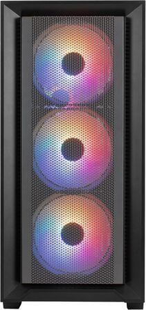 Корпус для ПК Aerocool Micro ATX з 3 RGB вентиляторами, сітчаста передня панель (чорний)