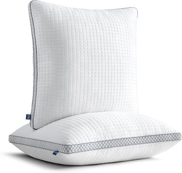 BedStory Pillows 40x40 with Removable Cover, Adjustable Fiber Filling Pillows with Zipper, Hotel Pillows 2-Pack of 400g x 2 Microfiber, Washable Neck Pillow for Allergy Sufferers