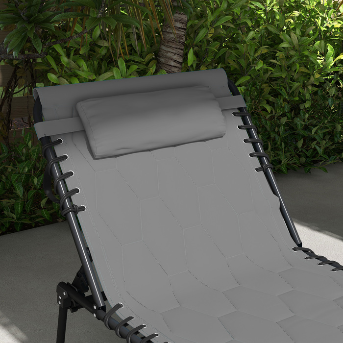 Шезлонг Outsunny, розкладний, з подушкою, стійкий до погодних умов; 188 x 65 x 36 см, сірий + чорний