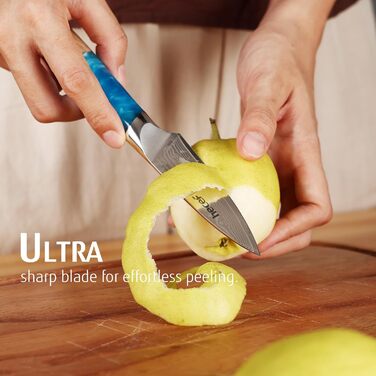 Японський кухонний ніж Hecef Damast з ручкою з харчової смоли, 20 см, 67 шарів дамаської сталі, з захистом для ножа, професійний ніж для кухаря, подарунок шеф-кухарю