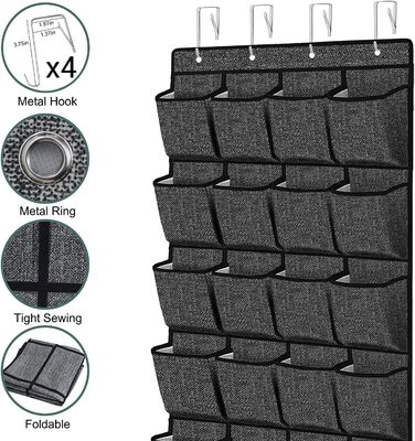 Органайзер для взуття навісний Homyfort 24 кишені, 156x56 см (Чорний Льон) - полиця для зберігання взуття