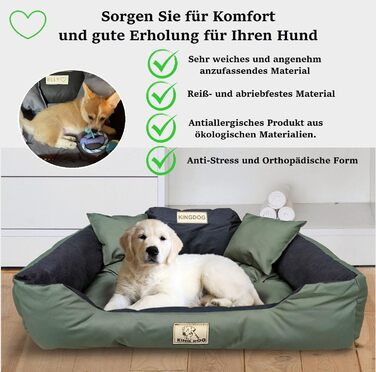 Ортопедичне ліжко для собак King Dog, зелене, M (75 x 65 см), водонепроникне, з силіконовою начинкою