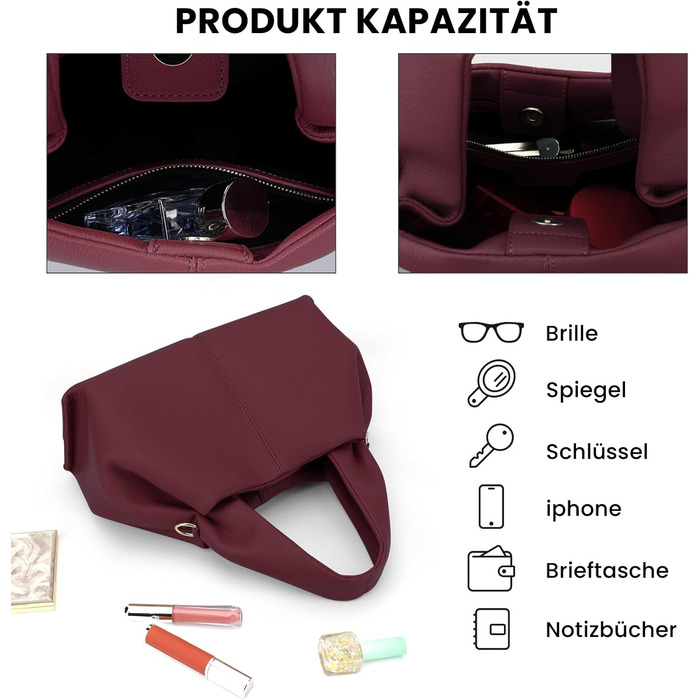 Сумка-клатч жіноча Cloud Pouch Bag бордового кольору з ремінцем через плече, вінтажна сумка-тоут