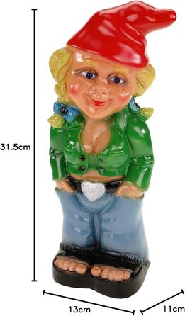 Rakso 0941 Garden Gnome, Female Gnome, made of shatterproof PVC, Gnome, Made in Germany, Figurine