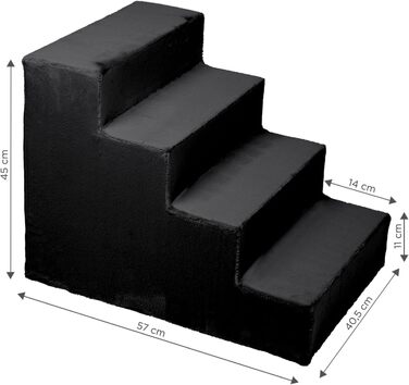 Сходинка для собак Mg Design - зручна та мобільна, для софи та ліжка, чорний колір, 40x45x5 см та 57x40.5x45 см