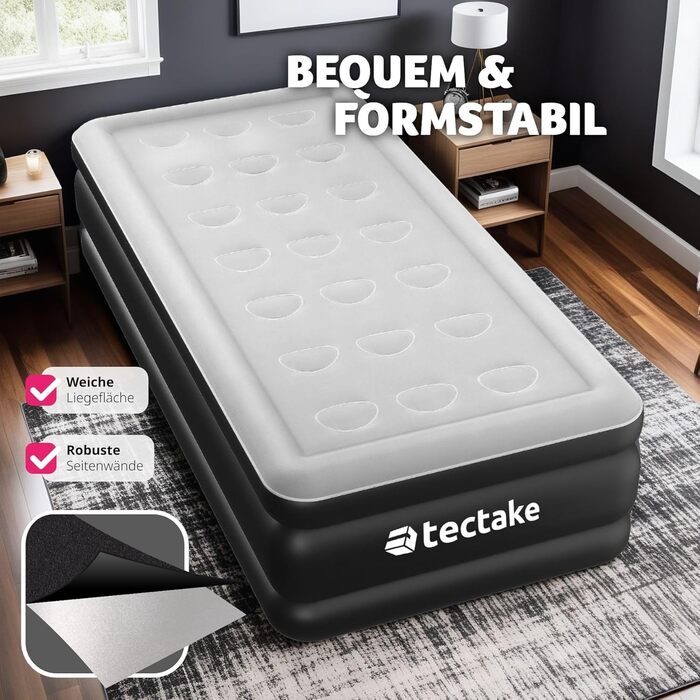 Надувна матрац Tectake® з електропомпою, 200x101x44 см: для кемпінгу, гостей, подорожей